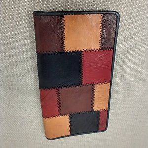 PELLE STUDIO PATCHWORK LEATHER CHECKBOOK COVER